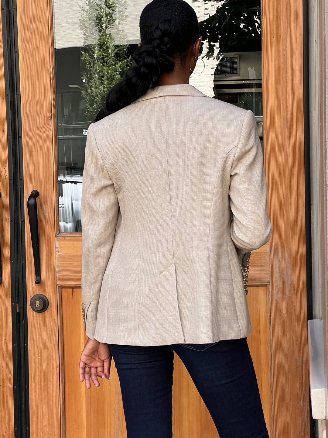 Blazer - Basket Weave Stretch Beige