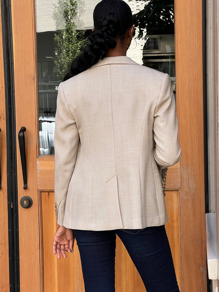Blazer - Basket Weave Stretch Beige