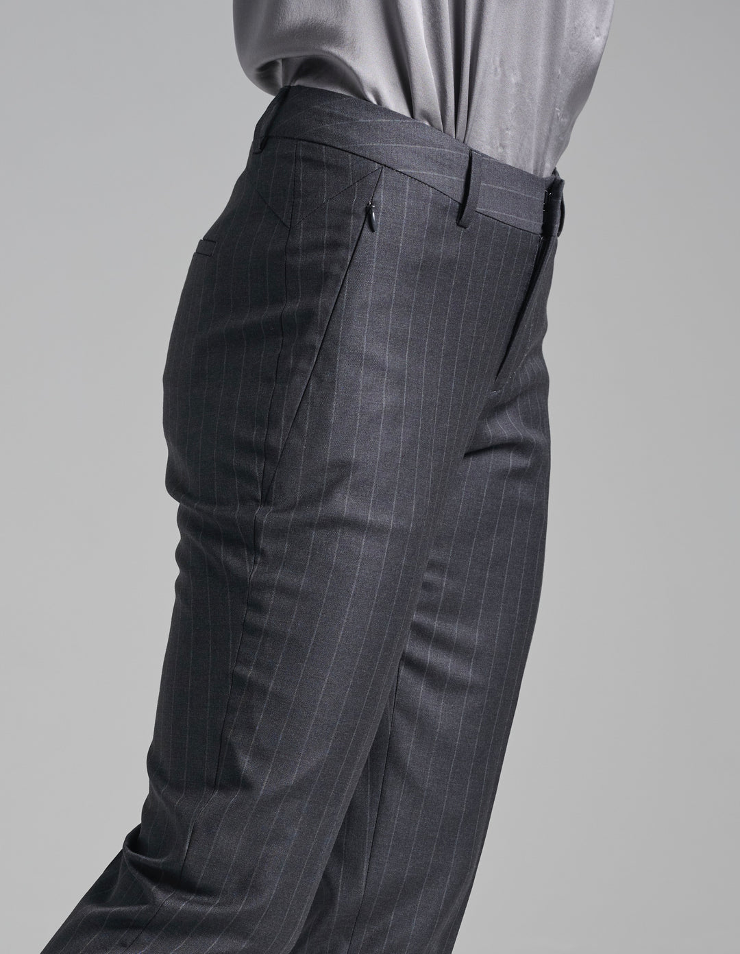 Chalk Stripe Charcoal Flare Trouser