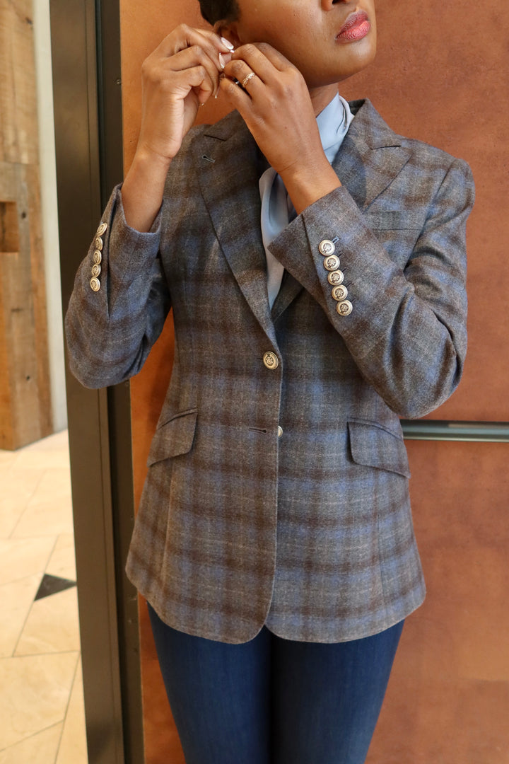 Grey/ Blue Plaid Flannel