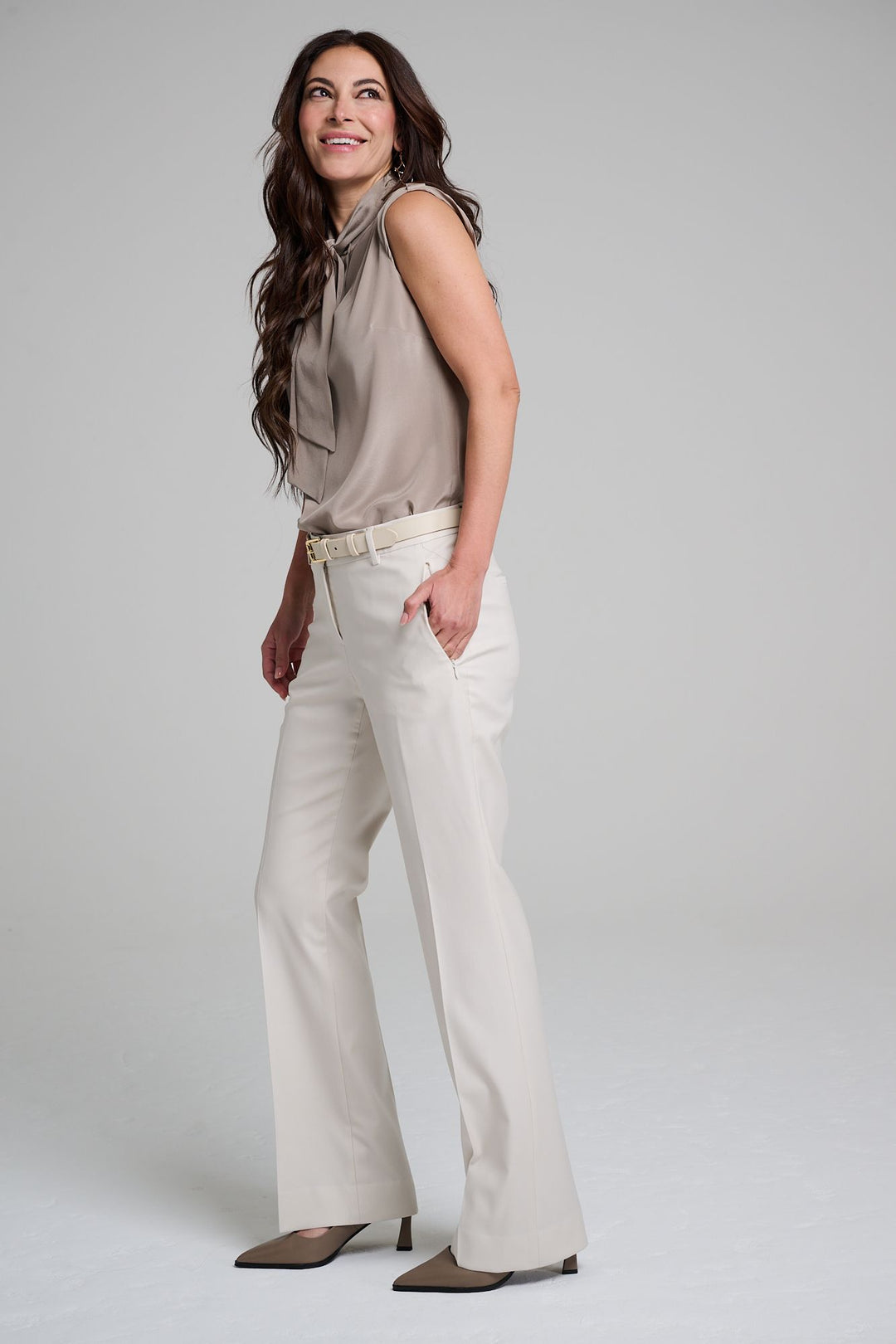 Flare Trouser - Bergamo Beige - FABRIC BACK IN STOCK!