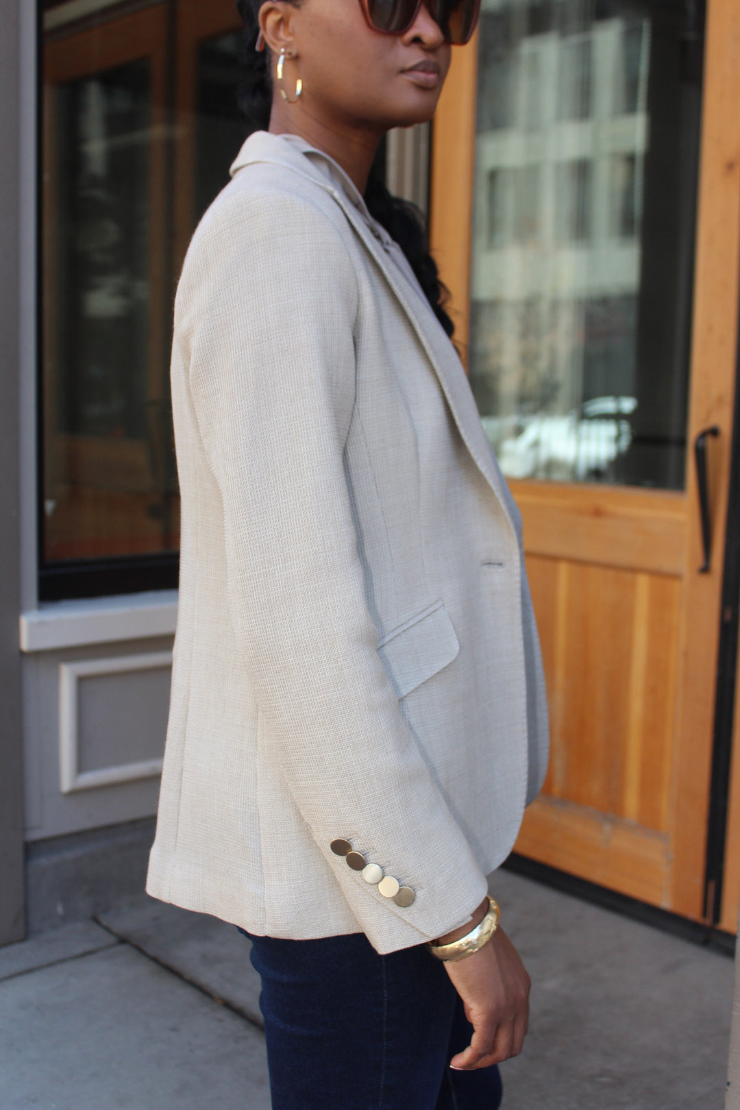 Blazer - Basket Weave Stretch Beige