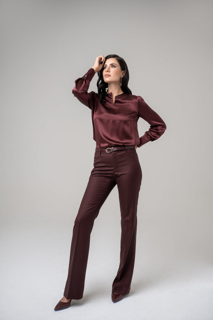 Alina, Burgundy Flare Trouser