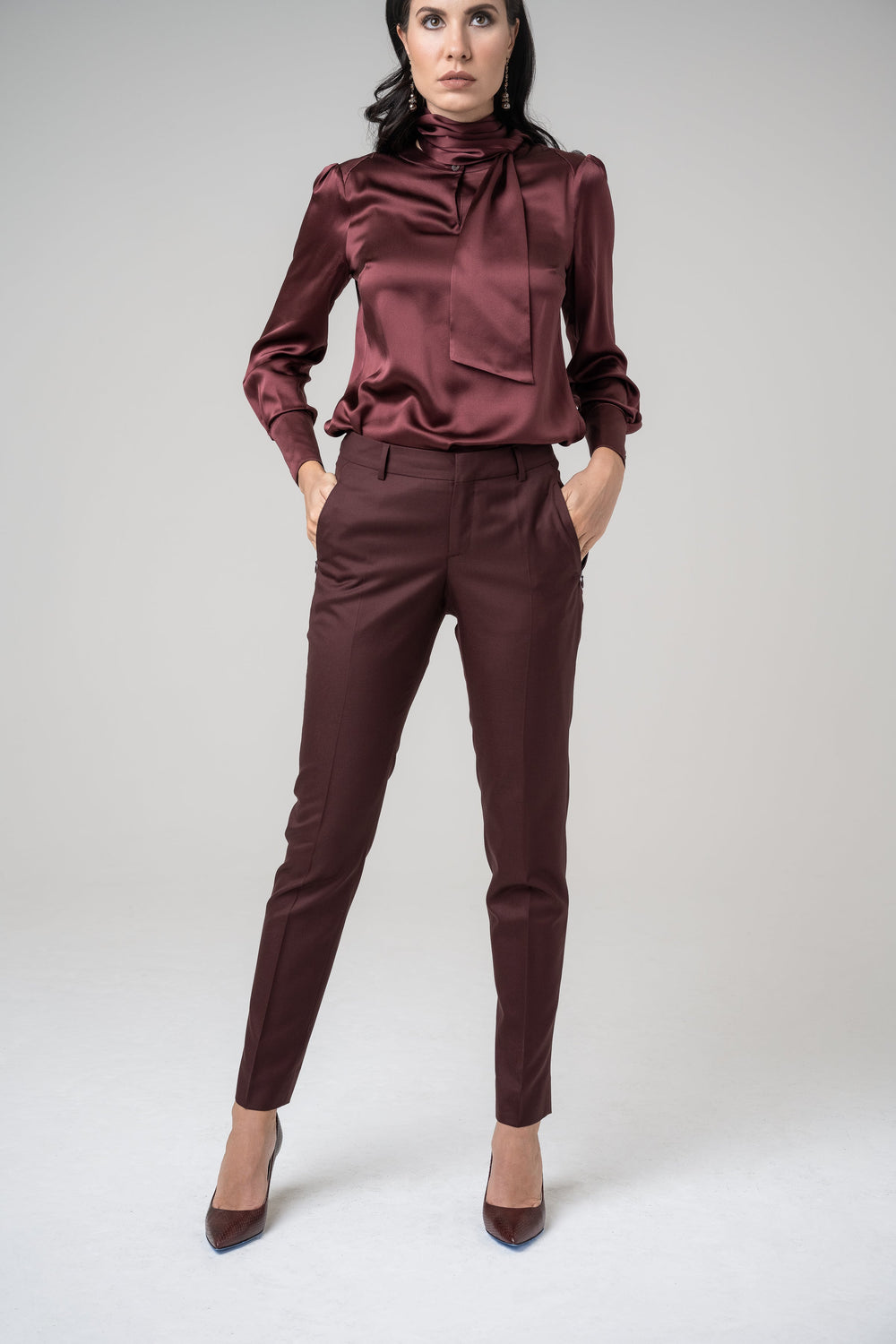 Alina, Burgundy Ankle Pant