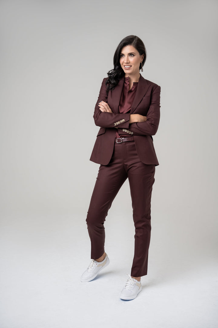 Alina, Burgundy Ankle Pant