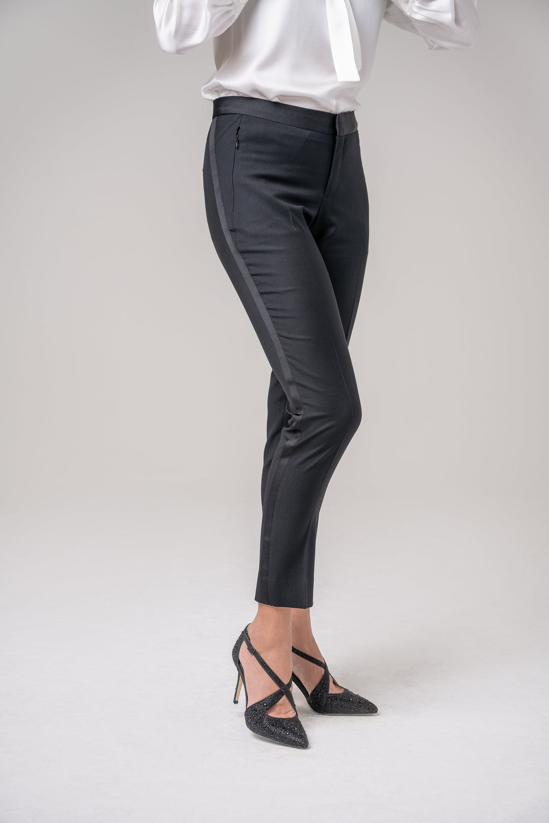 Alina, Black Tuxedo Ankle Pant