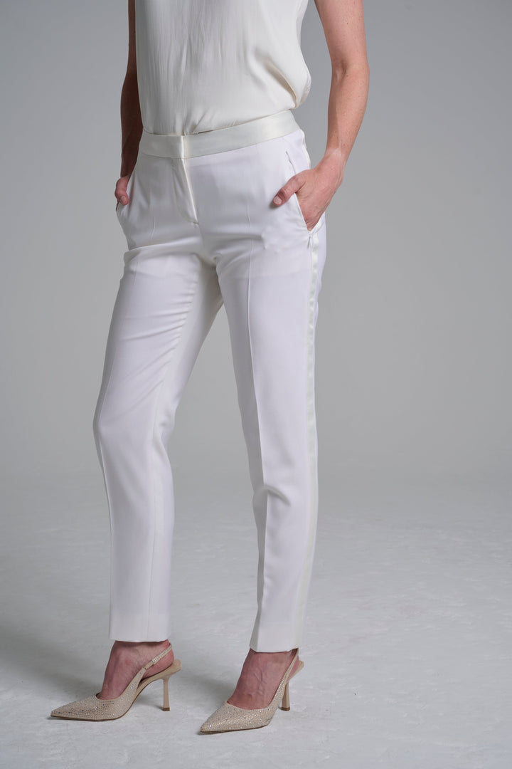 Candace, Ivory Tuxedo Ankle Pant