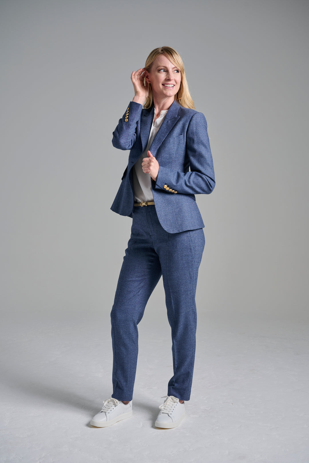 Denim Look Flannel Blazer & Ankle Pant