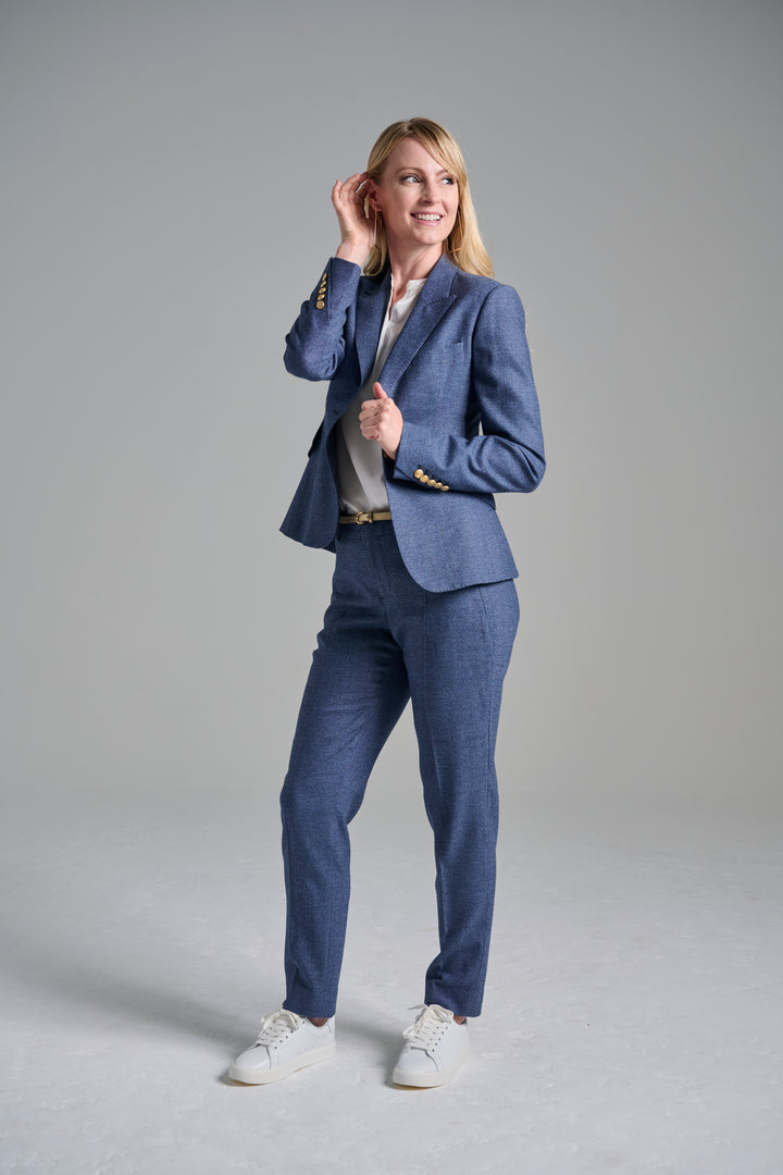 Denim Look Flannel Blazer & Ankle Pant