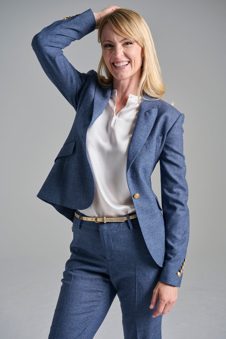 Denim Look Flannel Blazer & Ankle Pant