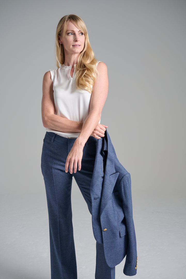 Denim Look Blazer & Flare Trouser