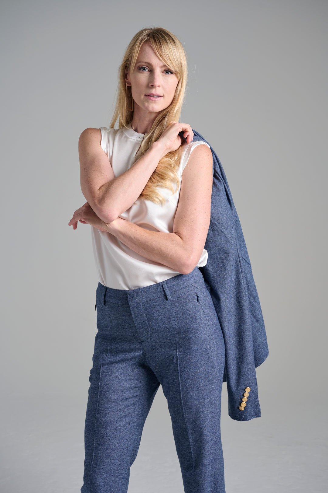 Denim Look Blazer & Flare Trouser
