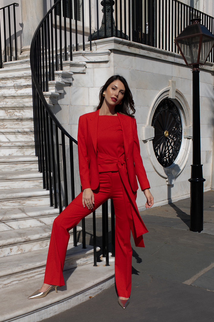 Monaco Red Flare Trouser