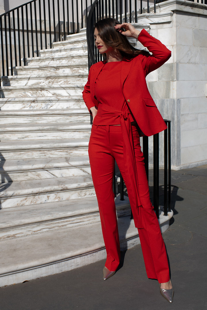 Monaco Red Flare Trouser