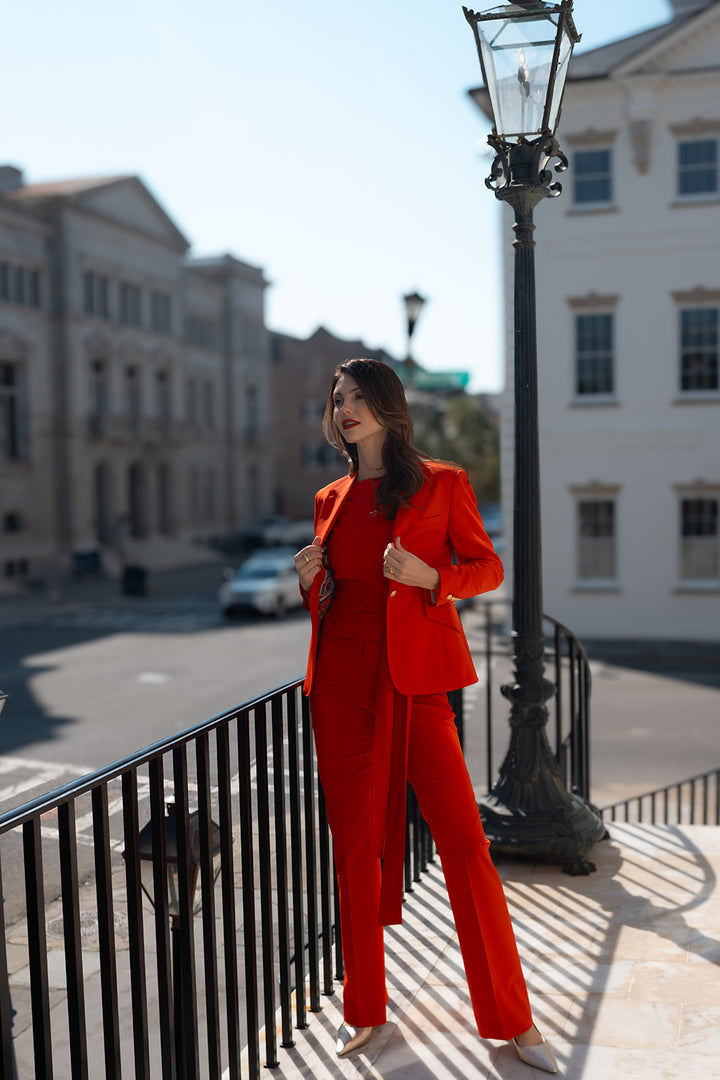 Monaco Red Flare Trouser
