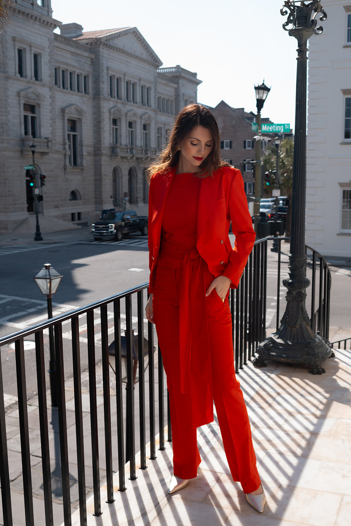 Monaco Red Flare Trouser