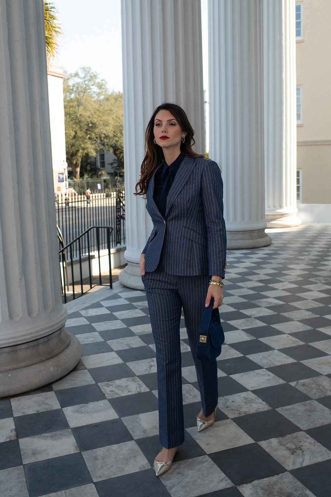 Glam Stripe Denim Flare Trouser