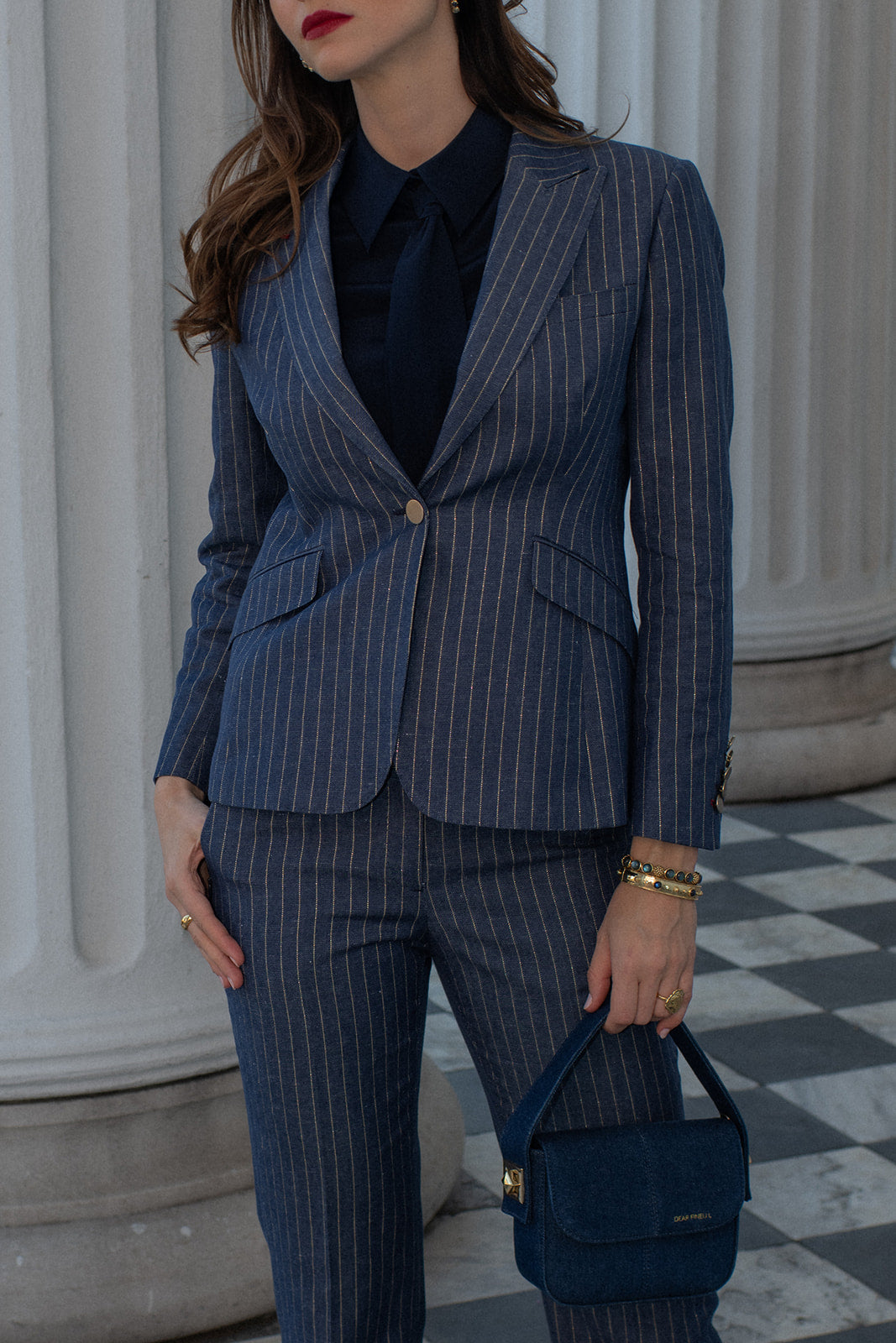 Glam Stripe Denim Ankle Pant