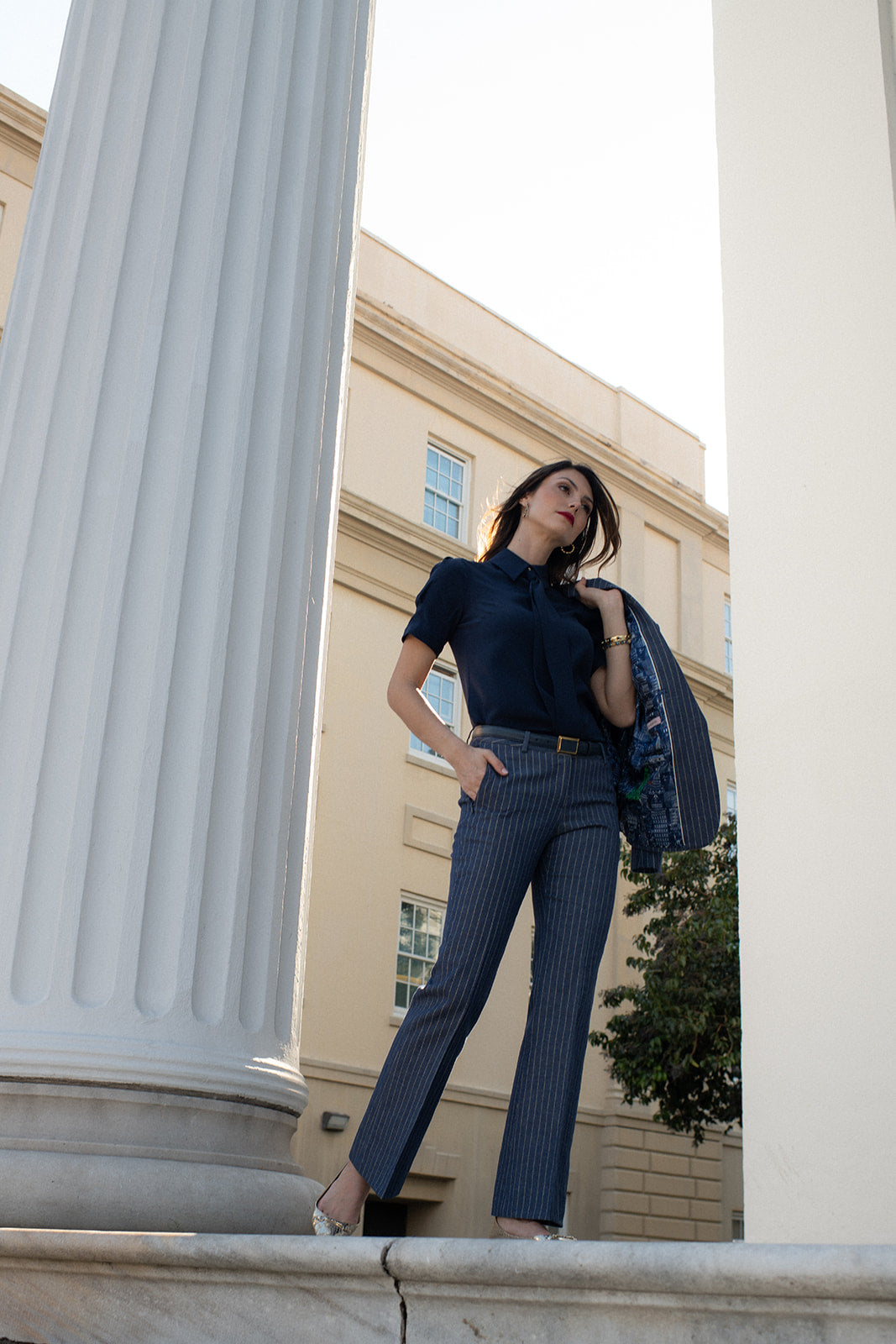 Glam Stripe Denim Flare Trouser