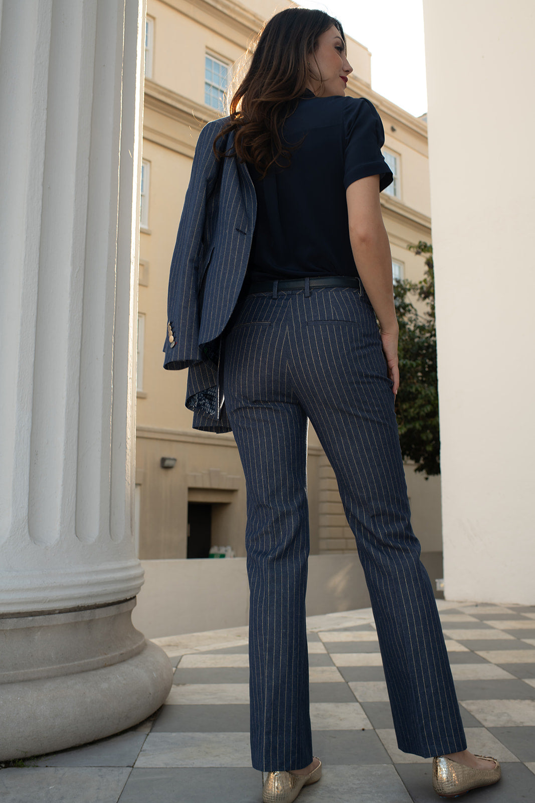 Glam Stripe Denim Flare Trouser