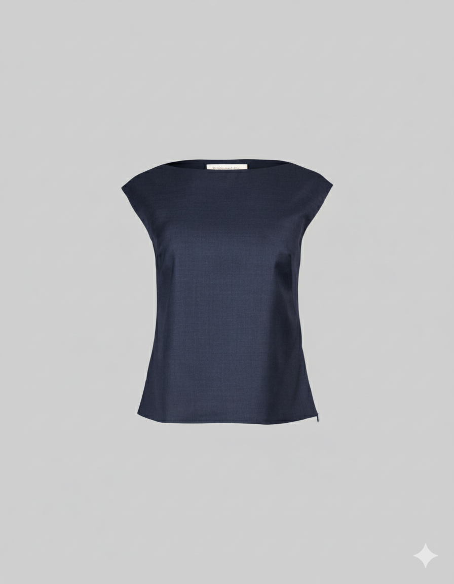 Bateau Neck Top - Navy