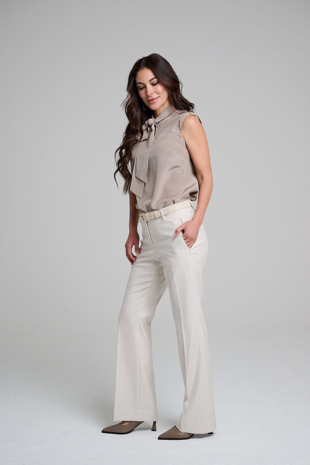 Flare Trouser - Bergamo Beige - FABRIC BACK IN STOCK!