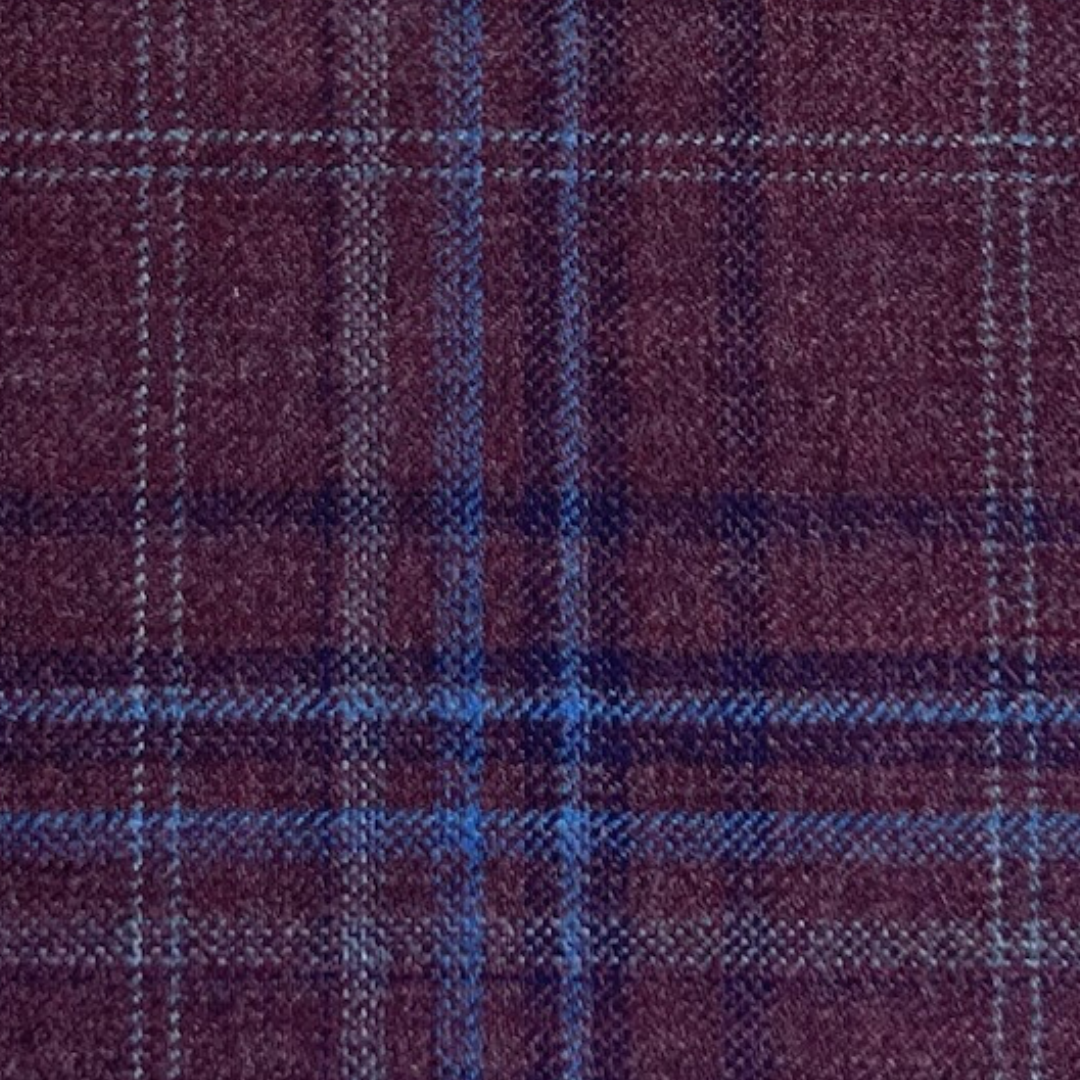 Purple / Blue Plaid Wool Fabric