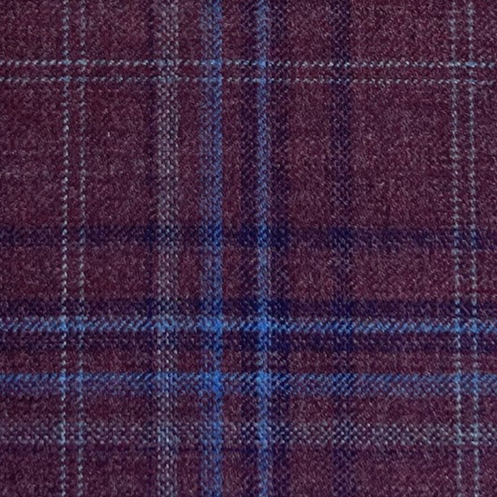 Purple / Blue Plaid Wool Fabric