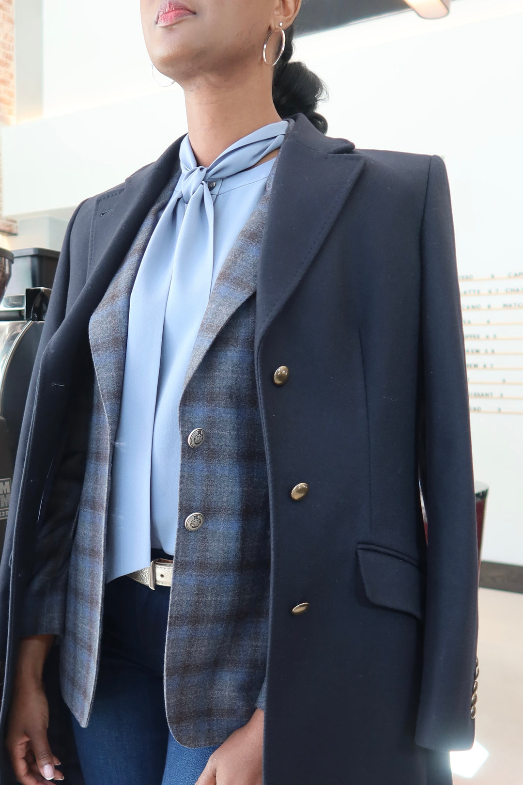 Double Breasted Carcoat - Strong Navy