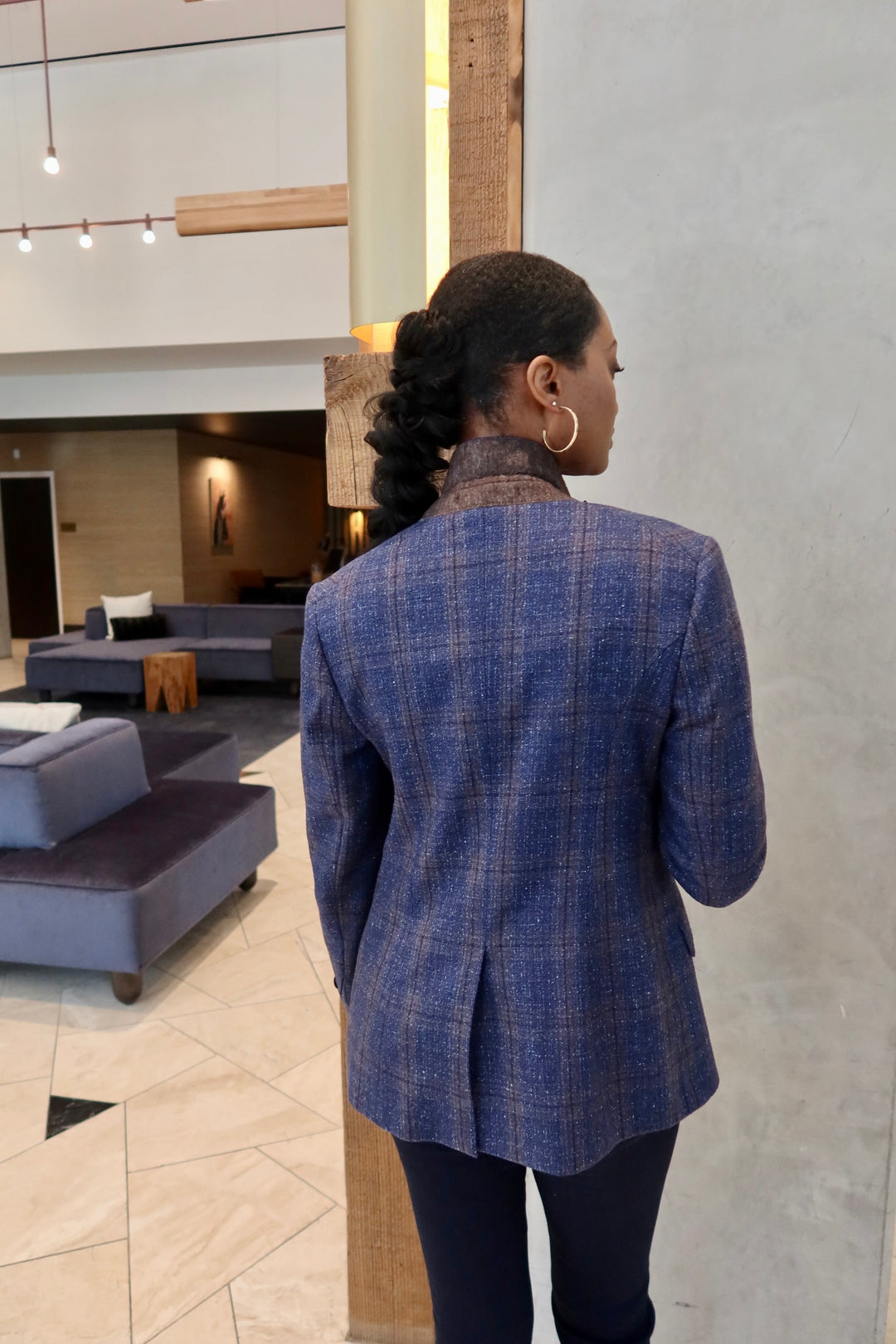 Blazer - Blue/Brown Texture Plaid