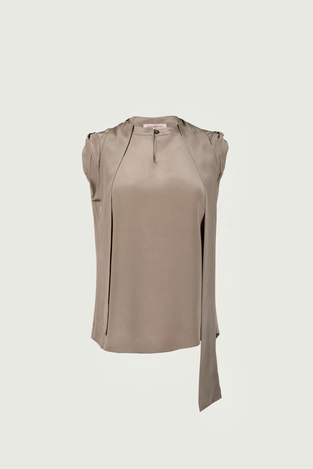 Cap Sleeve Blouse - Crepe de Chine - Milano Taupe - NEW!