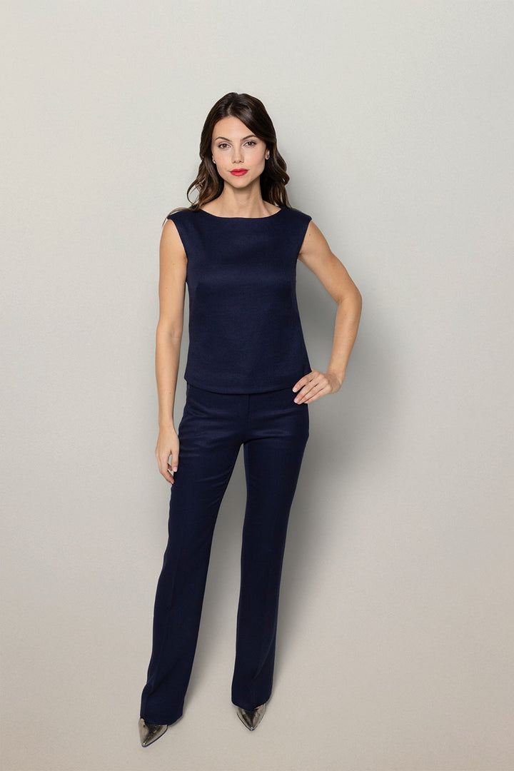 Bateau Neck Top - Bleu Marine