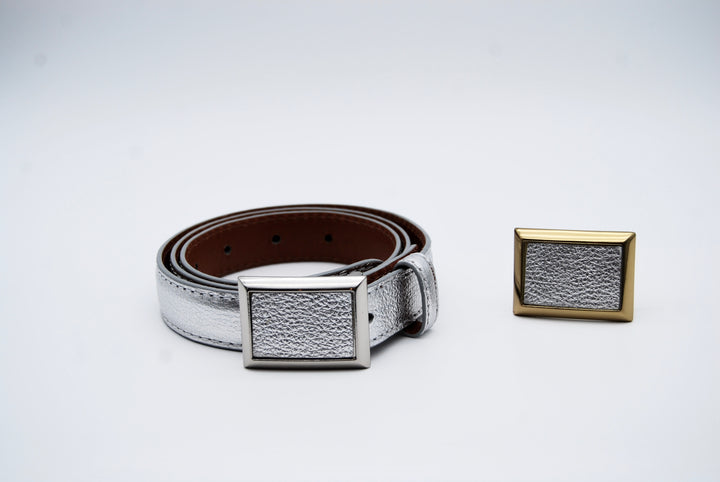 Belt - Alaska Leather Pewter Metallic