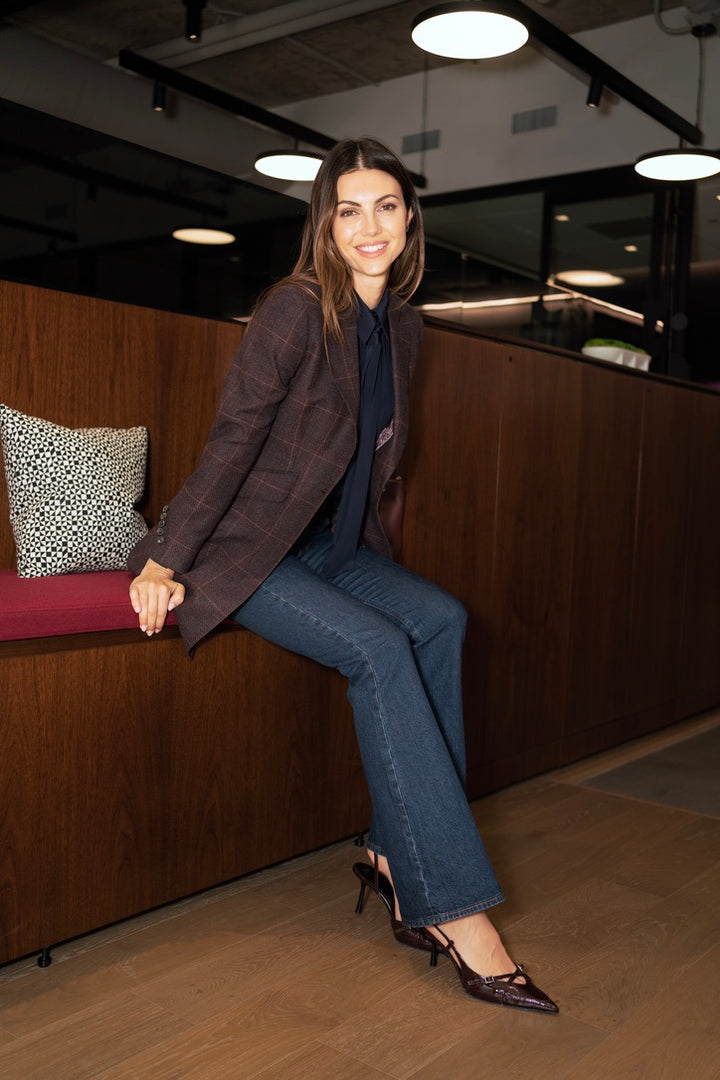Windowpane Wine Cashmere Blend Duster Coat