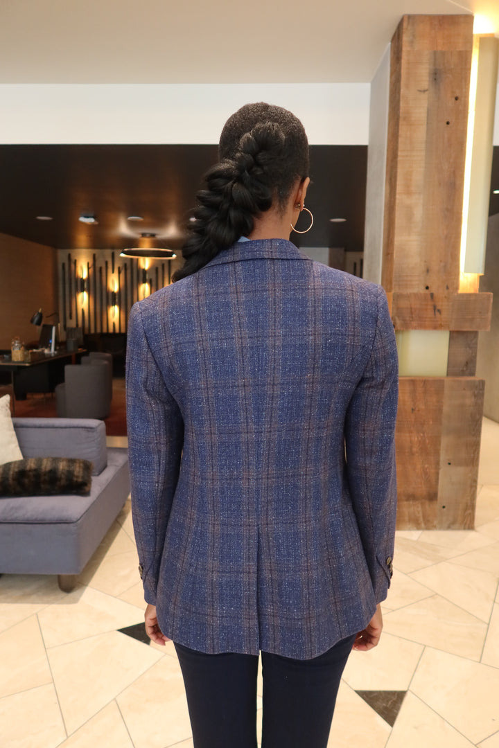 Blazer - Blue/Brown Texture Plaid