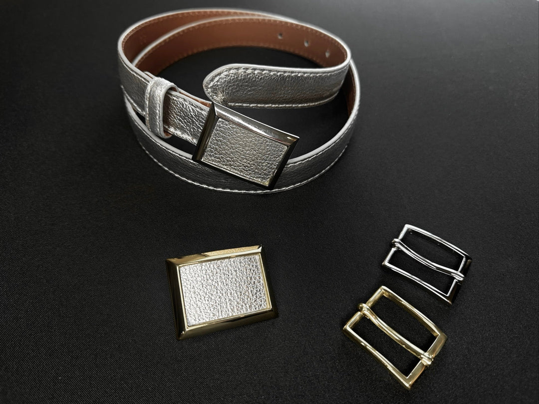 Belt - Italian Pebble Silver Metallic