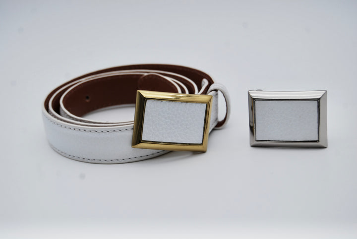 Belt - Italian Pebble White
