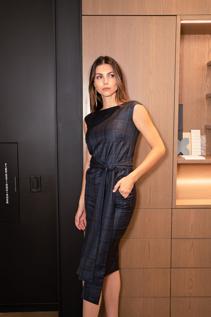 Boardroom Blue Plaid Skirt