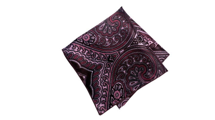 Bordeaux and Rose Pink Paisley Pocket Square