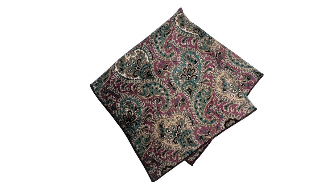 Jewel Tone Paisley pocket square
