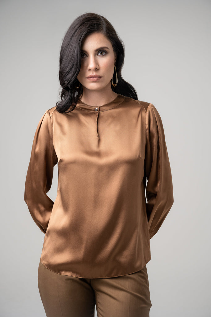 BLAMINK - deres Bridget  half sleeve blouse(brown） MOStudio-21_65ea7498-5d5d-4b86