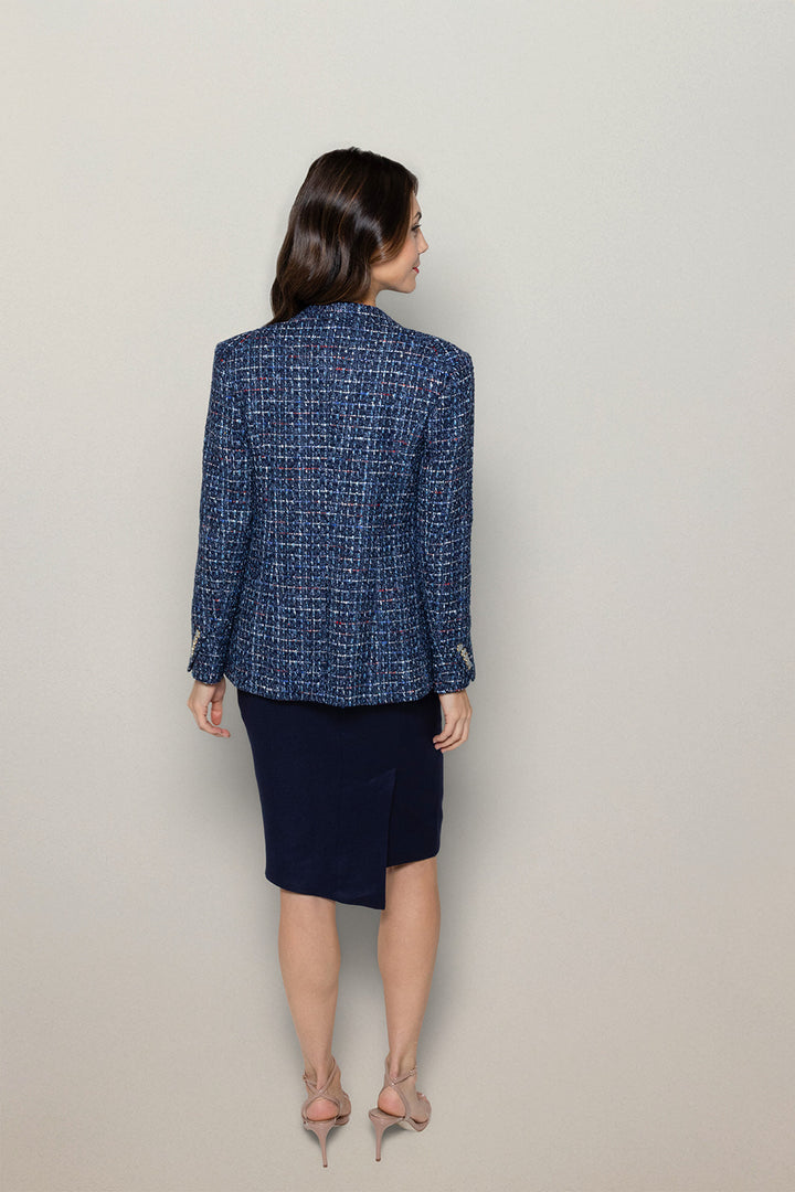 Navy Linen Skirt and Navy Tweed Blazer for Women, Custom