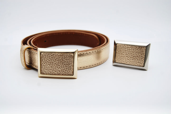 Belt - Italian Pebble Gold Metallic