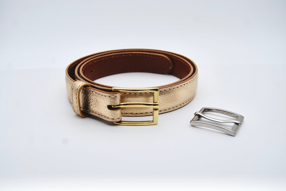 Belt - Italian Pebble Gold Metallic