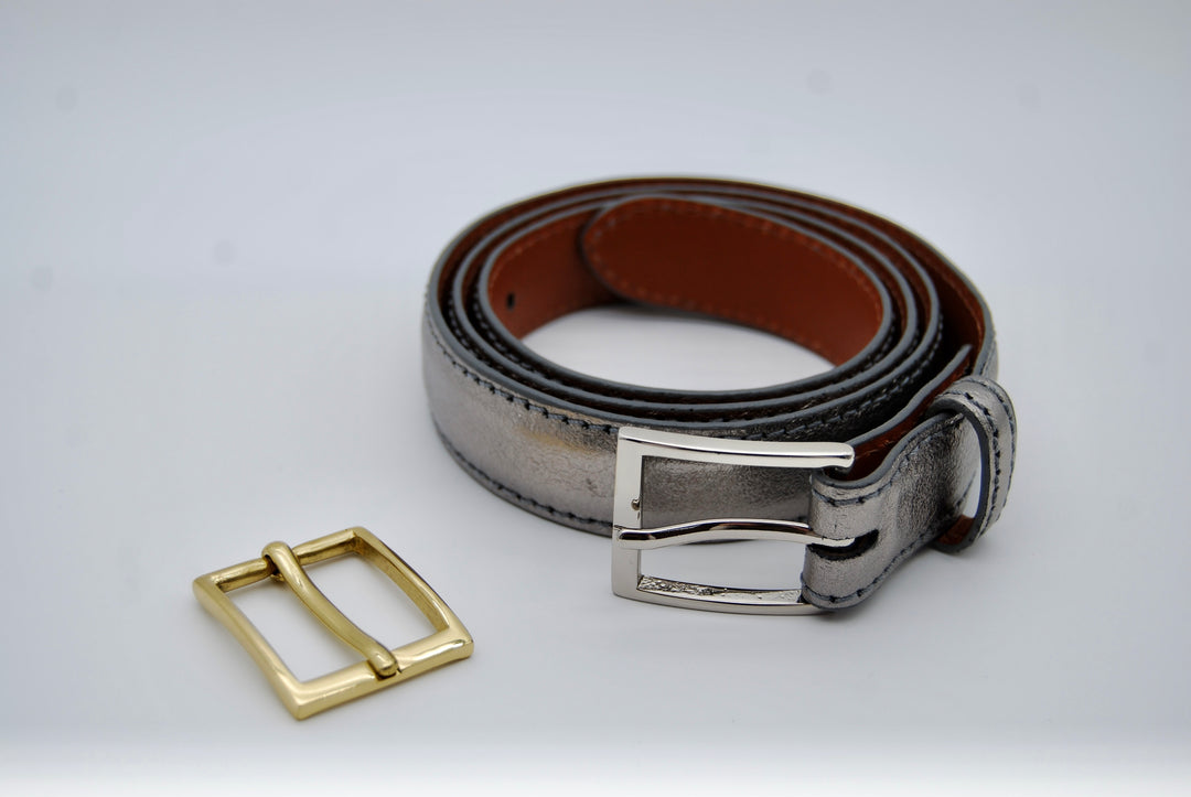 Belt - Alaska Leather Pewter Metallic
