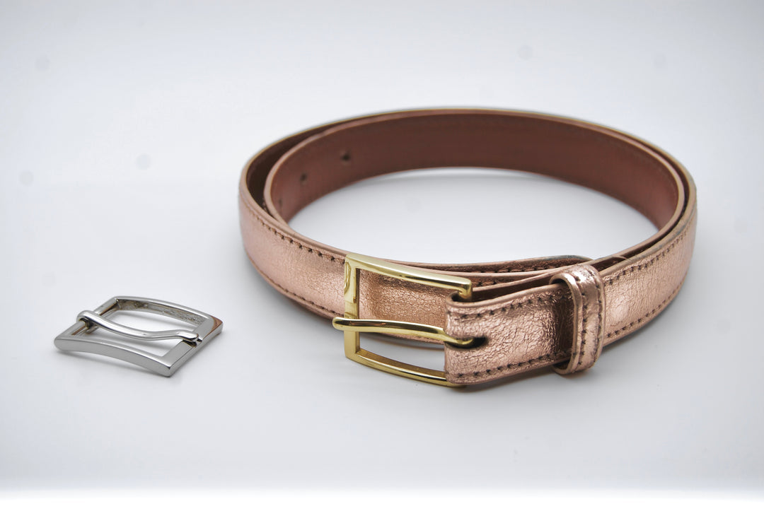 Belt - Alaska Leather Rose Gold Metallic